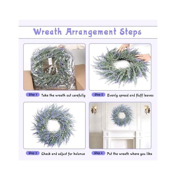 HUZIYAHAN Winter Spring Summer Wreath Lavender Purple Wreath for Front Door,... - Picture 7 of 8